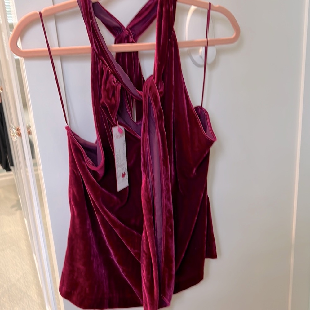 Parker. Magenta velvet sleeveless top